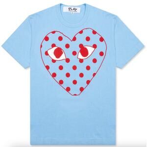 Comme des Garcons PLAY Pastel Polka Dot Logo T Shirt Blue